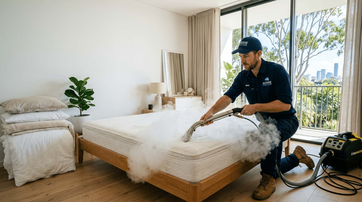 Martin Steam Cleaning technician performing professional mattress cleaning in Melbourne