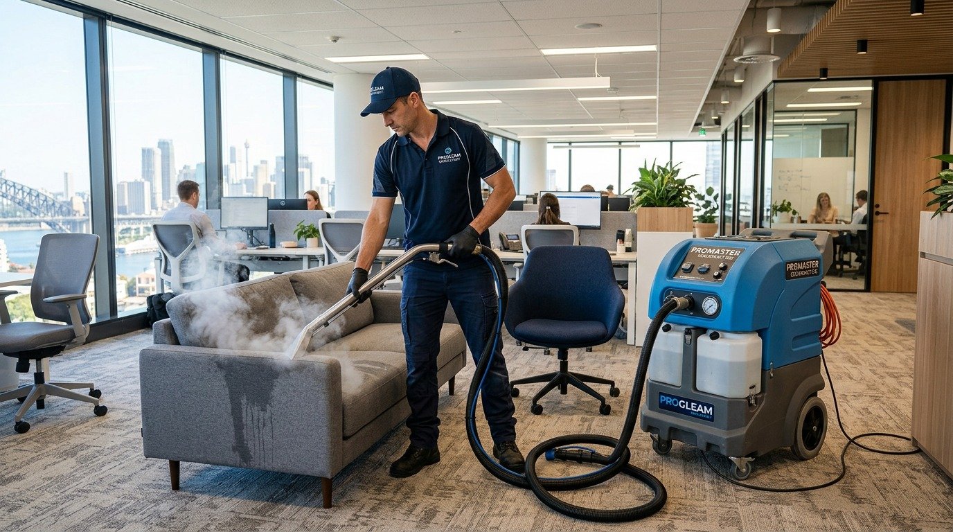 Professional office chair steam cleaning Melbourne — fabric workstation seats