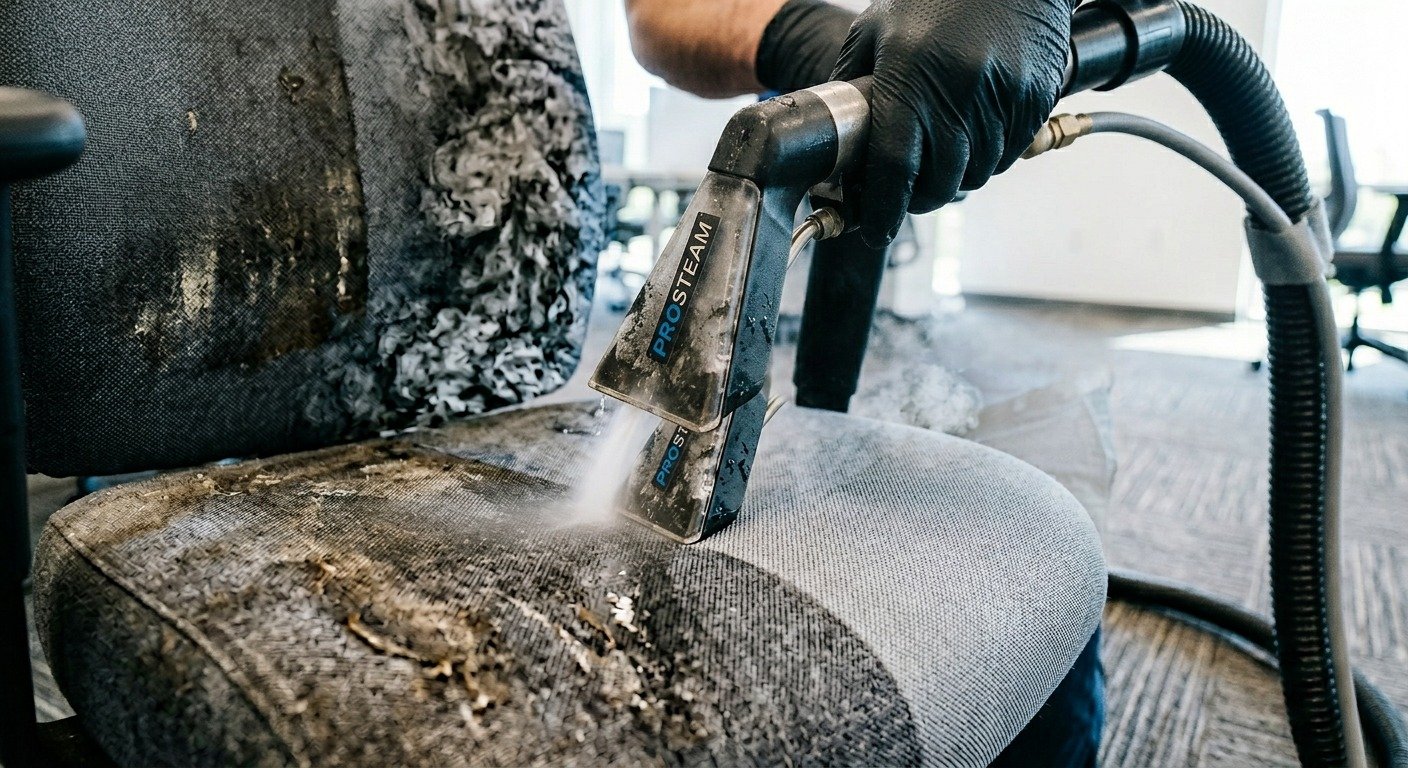 Commercial office furniture steam cleaning Melbourne — workstation seating