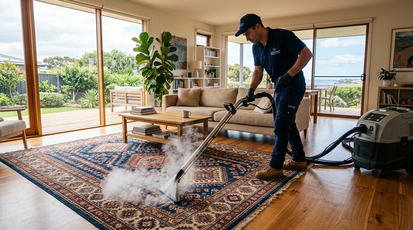 Professional rug cleaning result Melbourne home — Martin Steam Cleaning