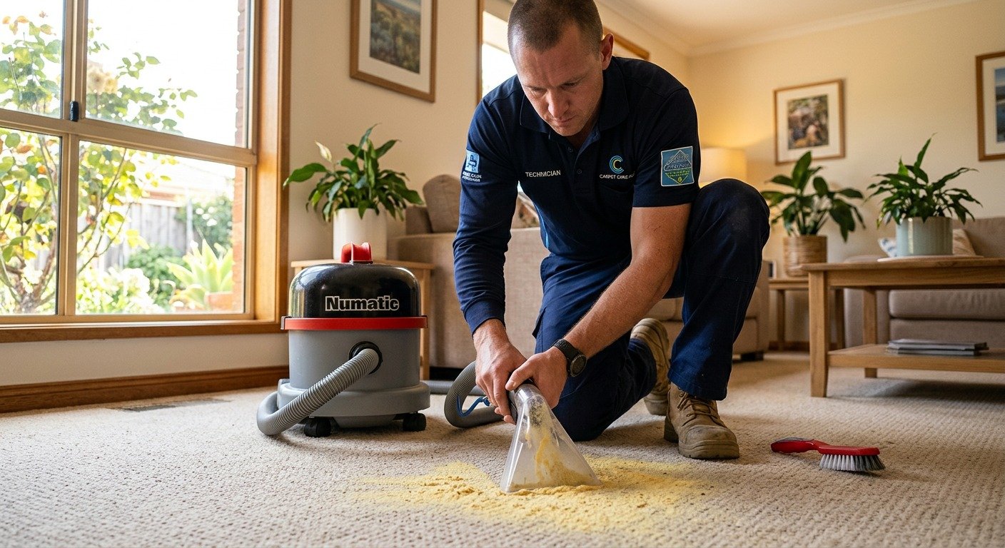Carpet dry cleaning result in a Melbourne living room