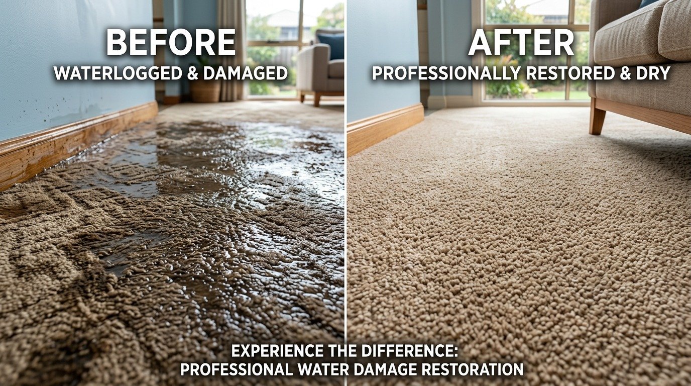 Water damaged carpet drying with commercial air movers Melbourne
