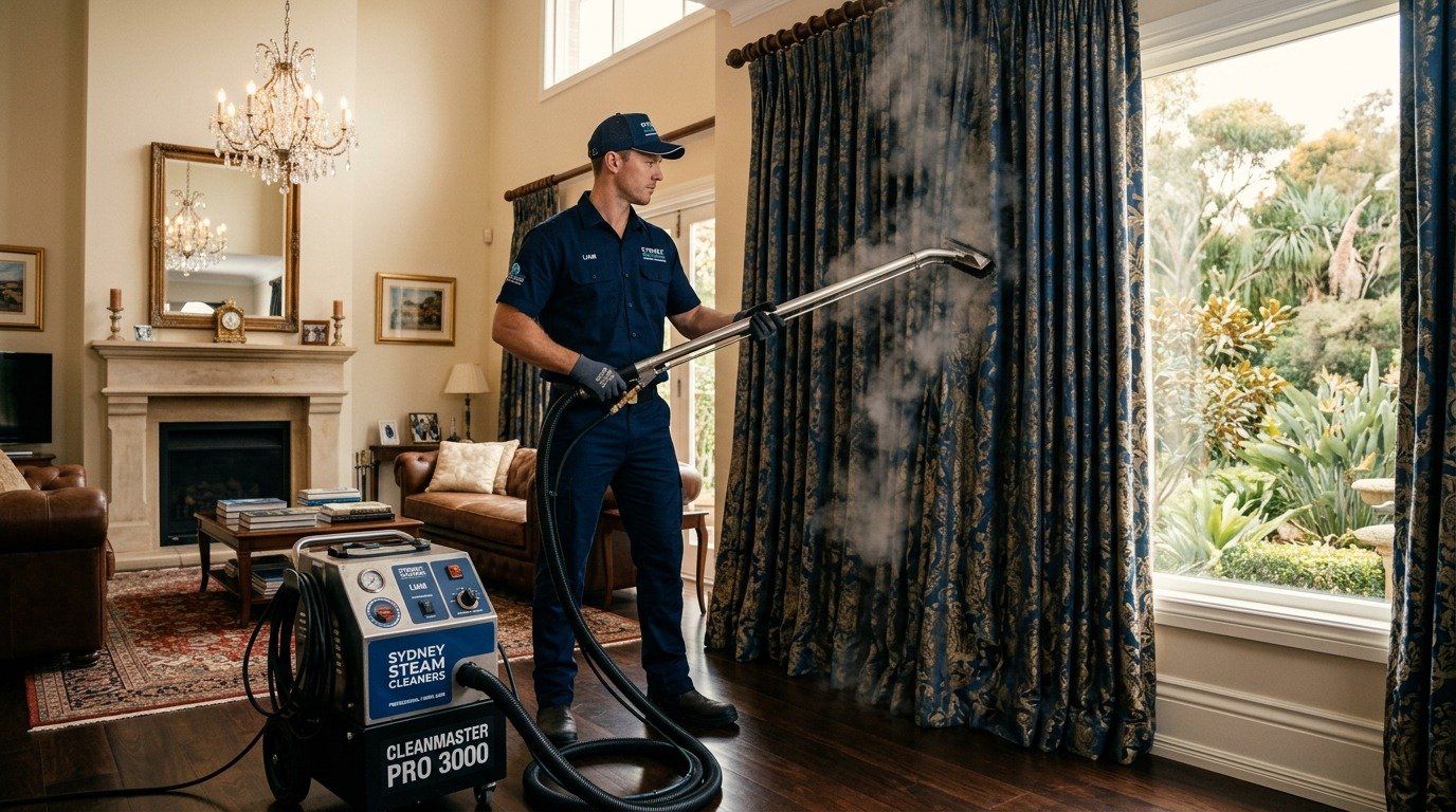 Professional drapes cleaning Melbourne — fabric drape steam treatment
